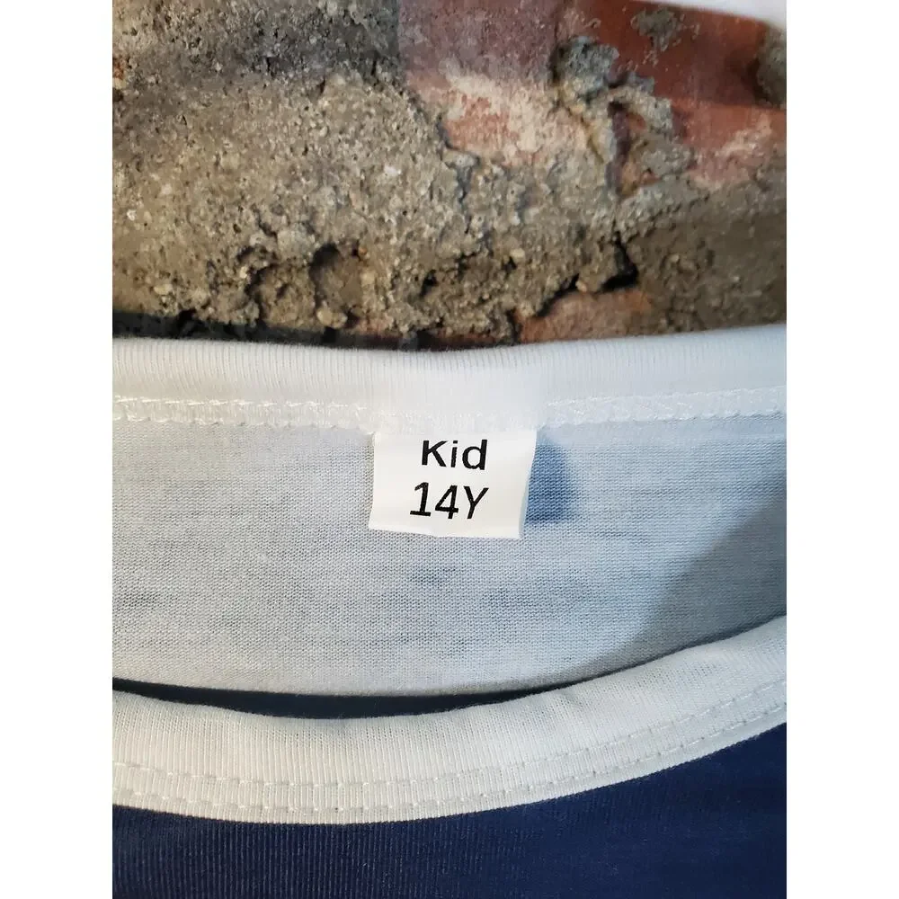 Kids Youth Christmas Crew Pajamas Set 14Y Navy White Long Sleeve PJs NEW